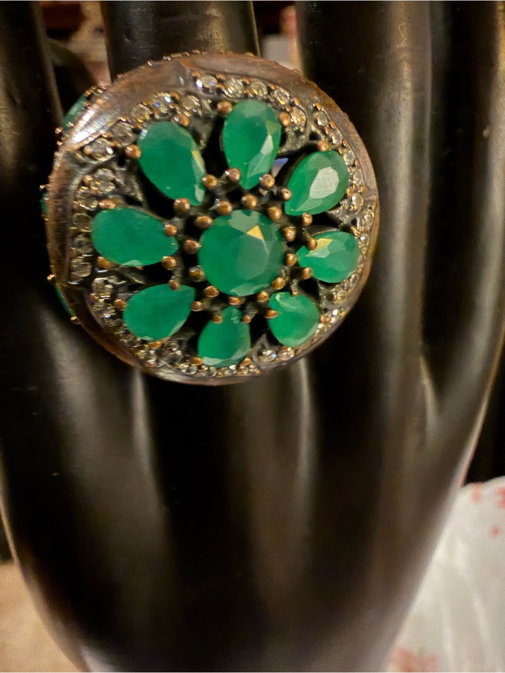Turkish Emerald Ring Size 9.5 Sterling Silver  925 Good Quality Vintage